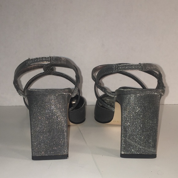 ANN MARINO Women's Shimmery Silver Strappy Slingback Evening Heels Size: 6.5M - Picture 4 of 8